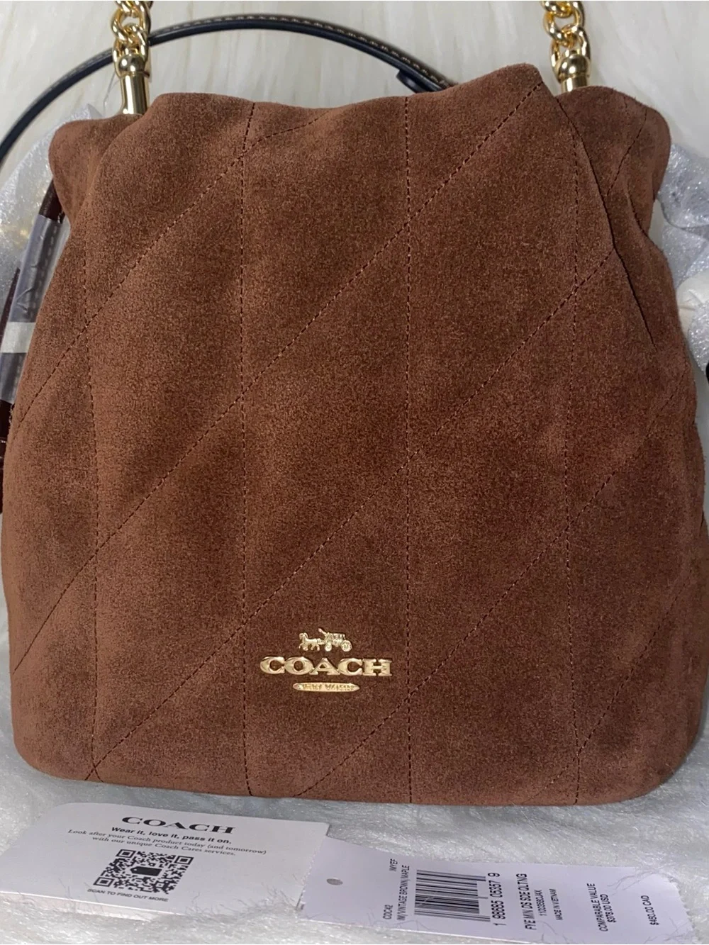 Coach Faye Mini Drawstring Bag With Quilting New